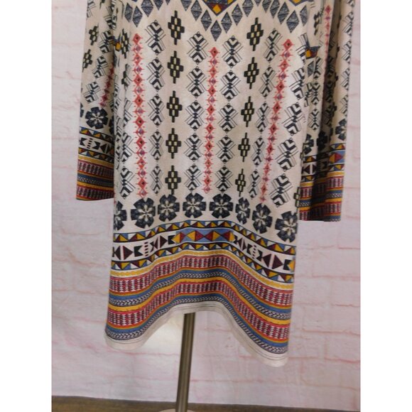 Cato Woman 18/20W Boho Tribal Print Tunic Top Long Sleeve Tie Neck - Picture 5 of 12